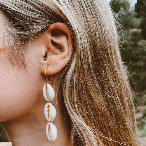 Fashion Sea Shell Dangle Earrings for Women Bohemian Gold Metal Cowrie Conch Shell Drop Earring Ocean Female Jewelry Gifts 2019