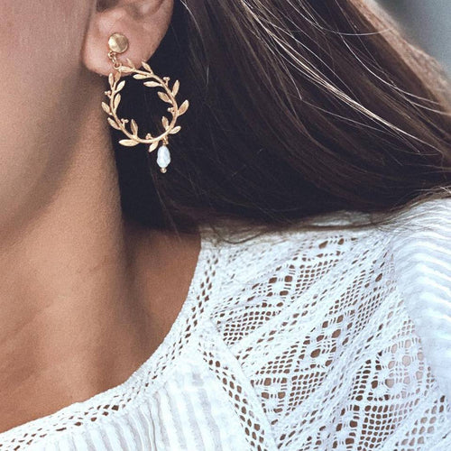 Gold Olive Branch Earring